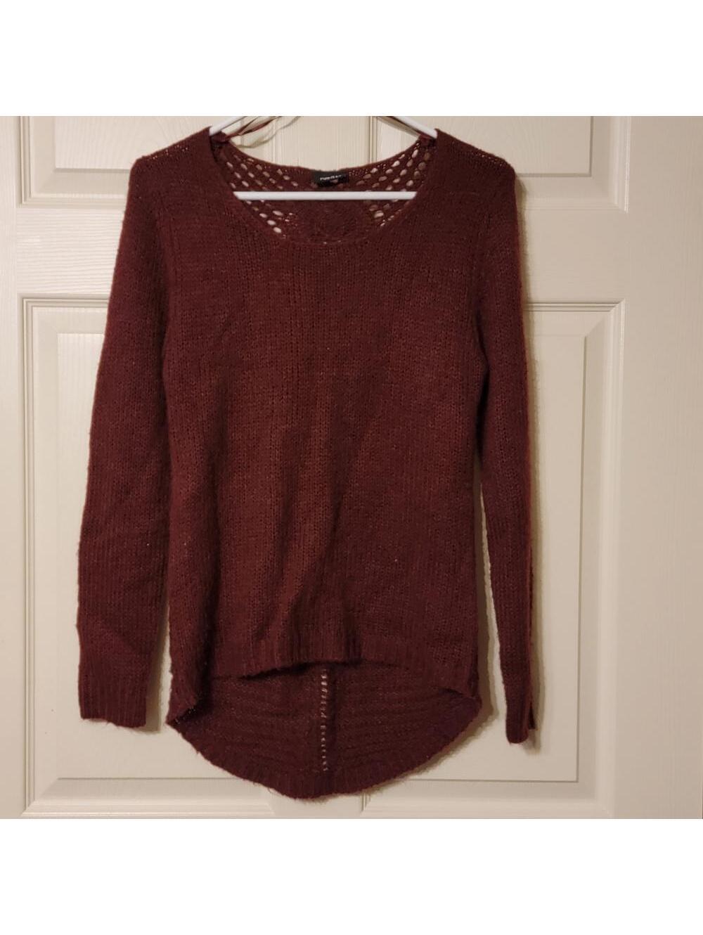 Rue 21 maroon high/low sweater with back detail. Size small